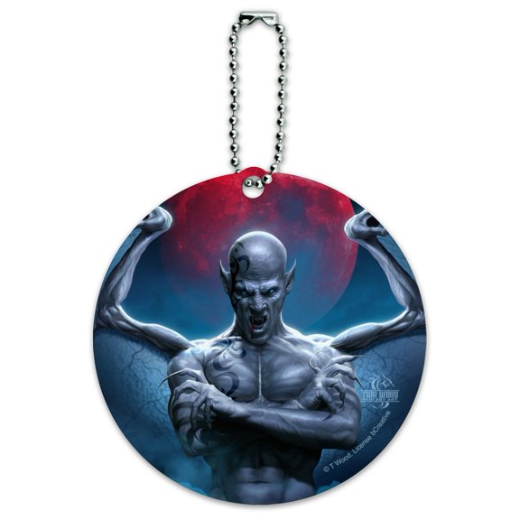 Vampire Demon Blood Moon Fantasy Round Luggage ID Tag Card Suitcase Carry-On
