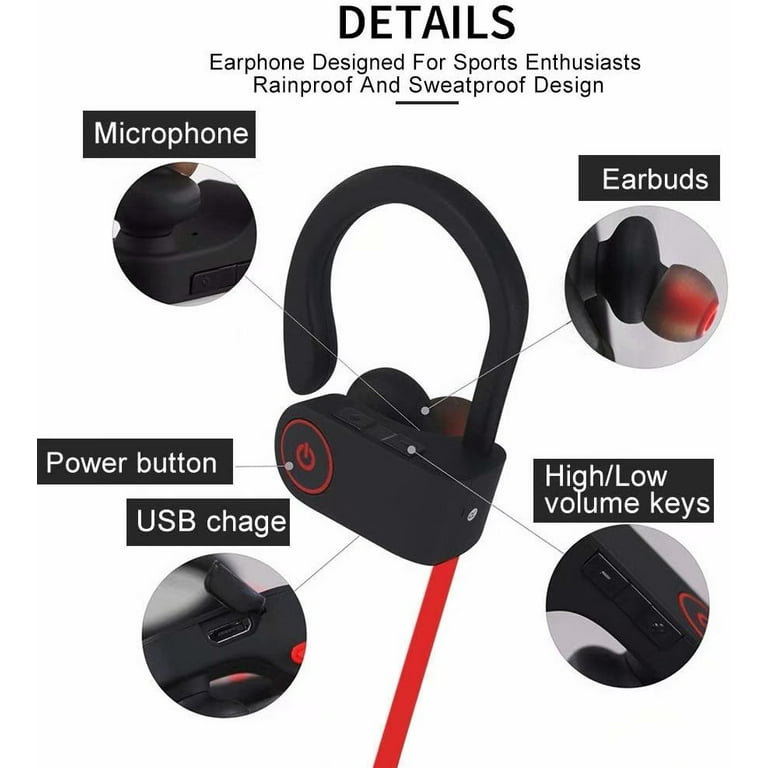 Bluetooth Headphones,V5.2 Wireless Bluetooth Earbuds w/Mic in-Ear Magnetic  Neckband Earphone 30Hrs Playtime, IPX7 Sweatproof Deep Bass Headset for
