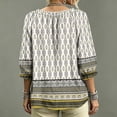 thumbnail image 5 of Womens V Neck 3/4 Sleeve Bohemian Casual Blouses Casual Blouses V Neck T Shirt Fashion Clothing Ruffle Trim Casual Loose Flowy Dressy Shirts, 5 of 5