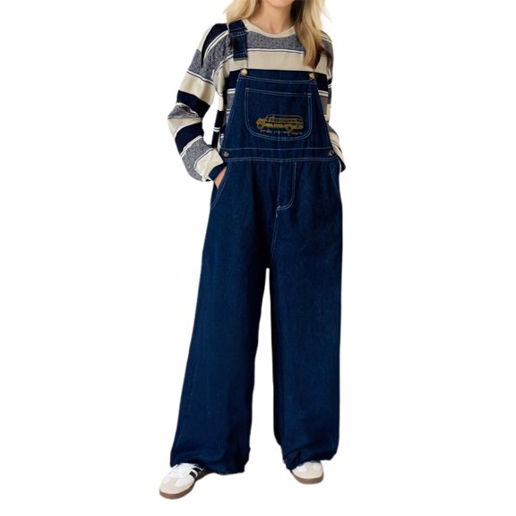 WENWU Women's Casual Solid Color Loose Suspender Wide Leg Pants Juniors Jumpsuits and Rompers Comfy Jumpsuits