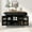 Black, variant on Kitchen Cart with 3 Drawers,Rolling Kitchen Island with Rubber wood Drop-Leaf Countertop,Storage Cabinet,Blue