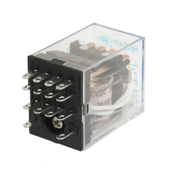 Unique Bargains Unique Bargains HH54P DC 24V Coil 4PDT Green  Indicator Electromagnetic Power Relay 14 Pin