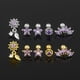 thumbnail image 2 of 1pcs 18K Pendientes De Oro Amatista Flor Estrella Stud Hojas Cuelgan Acero Médico Piercing Joyería, 2 of 4