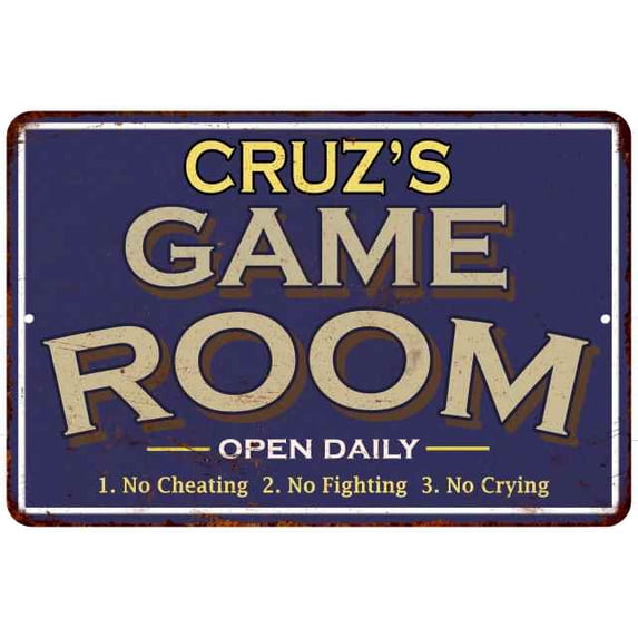 CRUZ'S Blue Game Room Sign Metal 8 x 12 High Gloss Metal 208120002095