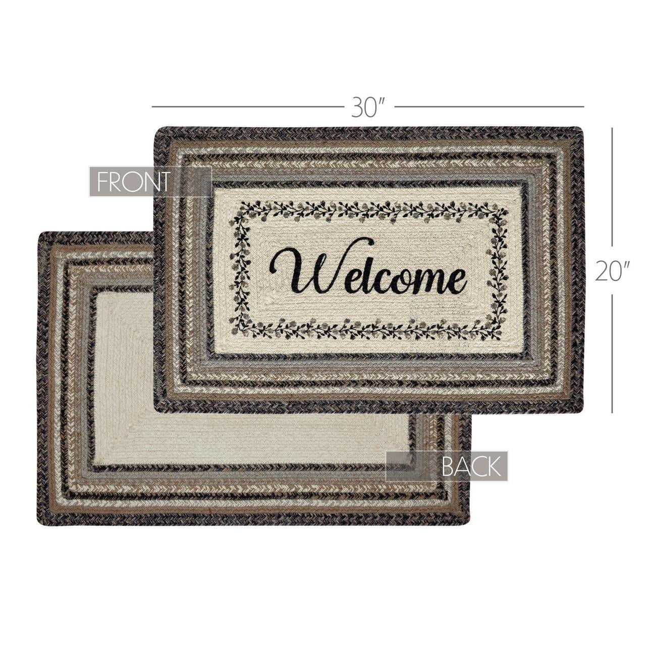 VHC Brands Floral Vine Jute Rug Rect Welcome w/Pad 20x30