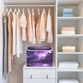 thumbnail image 6 of Foldable Fabric Storage Bin With Handle Collapsible Basket Box Storage With Lid Organizer Purple Storm with Lightning, 6 of 7