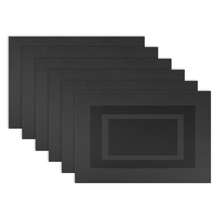 Black Pvc Doubleframe Placemat (Set of 6)