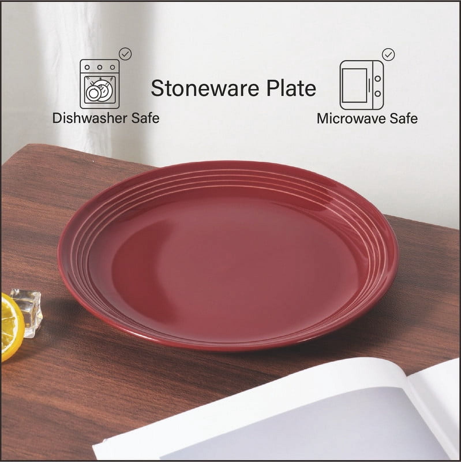 (3 pack) Mainstays Chiara Stoneware Round Red Dinner Plate,10.5"