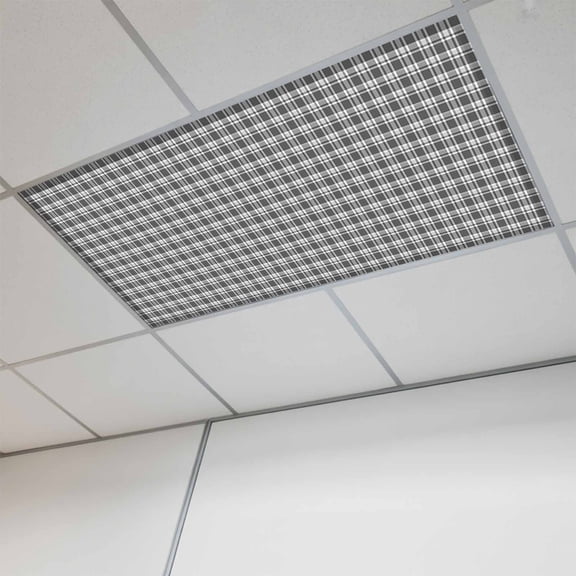 Geometric Lattice Magnetic Fluorescent Light Covers for Ceiling Lights 2x4Ft, Black Grey Classic Farmhouse Plaid Office Classroom Kitchen Drop Ceiling Light Covers Lighting Filters Shade Panel 1 Pack