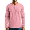 thumbnail image 4 of Inglocry Men's Long Sleeve Henley Shirts Cotton 3-Button Spring Casual T-Shirts Solid Color Soft Basic Tops 2025 Pink M, 4 of 4