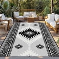 thumbnail image 2 of Gray Boho Outdoor Rug 5x8 Ft - Reversible Patio Rug Outdoor Camping Rugs, Southwestern Ethnic Abstract Geometric Washable Indoor Outdoor Area Rugs, Non-Slip Outdoor Carpet Runner for Deck/Porch, 2 of 8