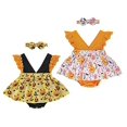 thumbnail image 2 of Styles I Love Infant Baby Girls Spooky Pumpkin Lace Sleeveless Romper Dress and Bow Headband 2pcs Halloween Thanksgiving Outfit (Orange, 24 Months), 2 of 6