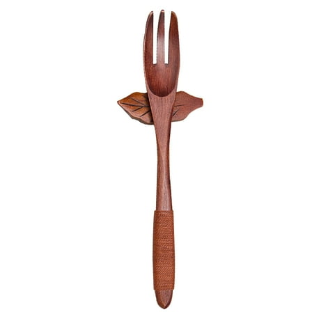 IBASETOY Kitchen Wood Fork Pasta Utensil for Spaghetti with Natural Hand-made Design 1Pack