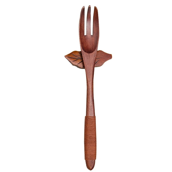 IBASETOY Kitchen Wood Fork Pasta Utensil for Spaghetti with Natural Hand-made Design 1Pack