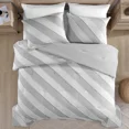 thumbnail image 3 of Walensee Queen Clipped Jacquard Stripe Comforter Set, 3 Pieces Bed Comforters, 90"x90", Grey, 3 of 6
