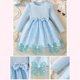 thumbnail image 3 of Vestido de cuello redondo y manga larga para niñas Vestido de cuello redondo y manga larga para niñas Falda de malla elegante Vestido de princesa elegante para niñas pequeñas Vestido de poliéster para, 3 of 6