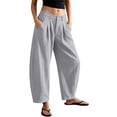 thumbnail image 2 of Breezora Women's Fashionable Casual Bucket Pants Cotton Linen Wide Leg Loose Fit Summer Breathable With Pockets, 2 of 6