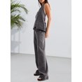 thumbnail image 5 of Women Two Piece Denim Set Button Down Backless Tank Top and Wide Leg Jeans 2 Piece Outfit Suits, 5 of 5
