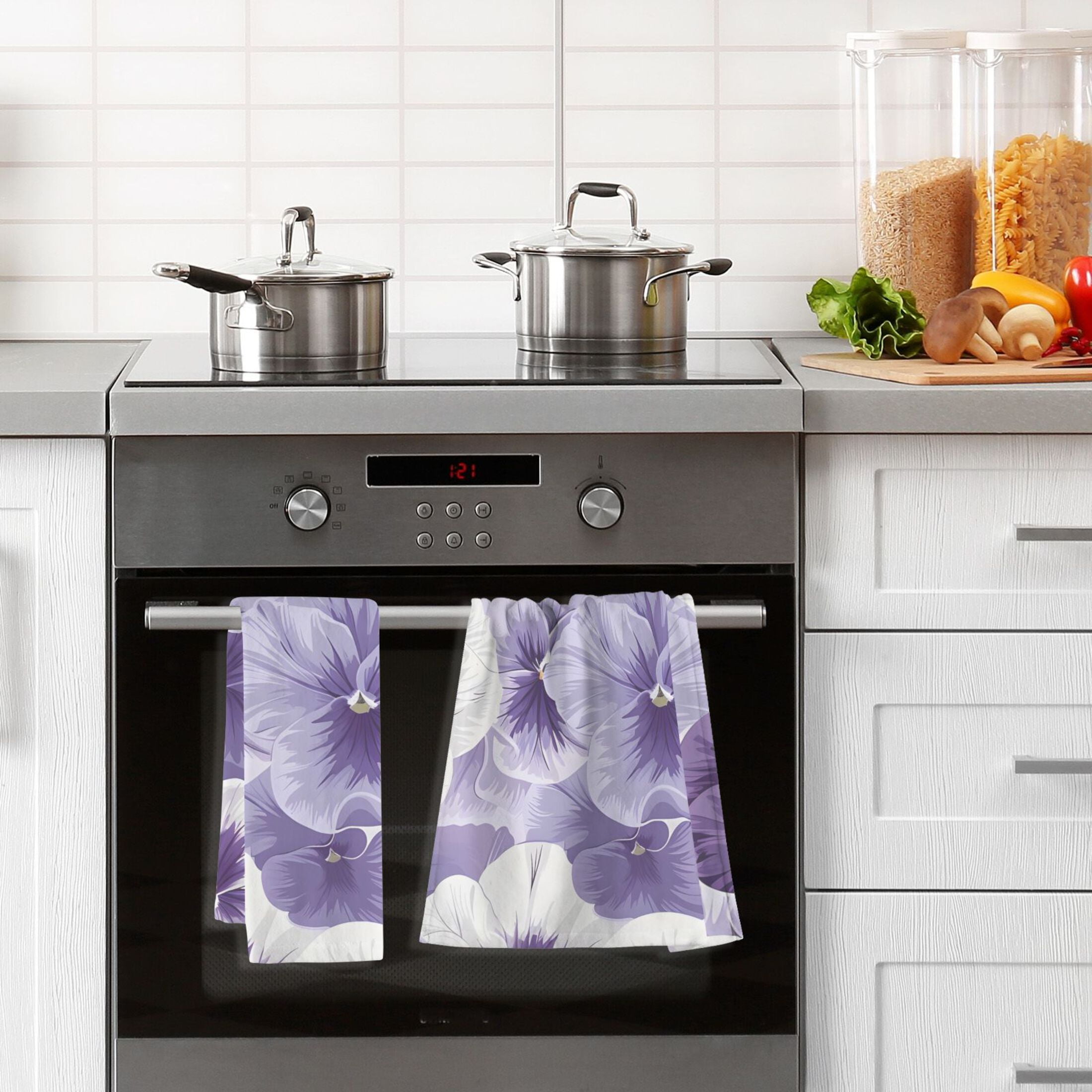 Beautiful Pansy Flowers 2 Pcs Hand Towel Set Cotton Absorbent Soft Face Towels Bath Towels for Bathroom Kitchen Shower Hotel Decor 16"x28"