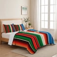 thumbnail image 5 of Full Quilt Set 78''x90'', Mexican Serape Lightweight Bedspread Coverlet Set with 2 Pillow Shams, Colorful Stripes Vertical Lines Abstract Breathable All Season Quilt Bedding for Bedroom/Guest Room, 5 of 9