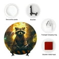 thumbnail image 4 of Picia Tree Meditating Raccoon Pattern Bone China Decorative Plate – Wall Decor with Stand and Adhesive, Elegant Ornament for Living Room, Office, or Entryway-10in, 4 of 6