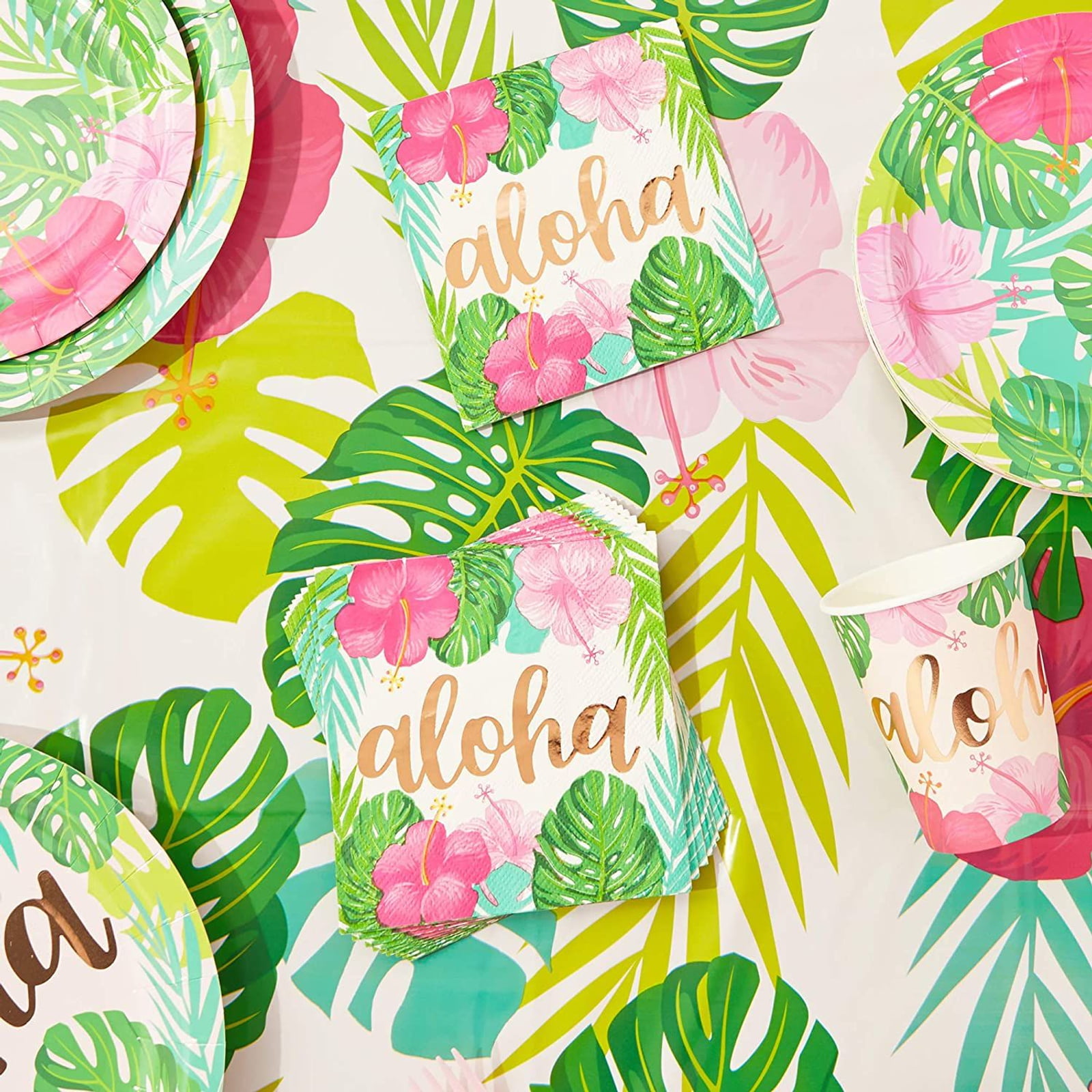 Creative Converting Aloha 16 Ct Lunch Napkins Summer Luau Party Pineapple Hibiscus