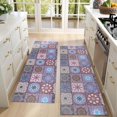 thumbnail image 4 of Kitchen Rugs Sets Of 2,Purple Ethnic Geometric Patchwork Pattern Anti Fatigue Kitchen Mat Rugs Non Slip Washable,Decorative Kitchen Floor Mats for Kitchen,Sink,Laundry,17"X47", 4 of 5