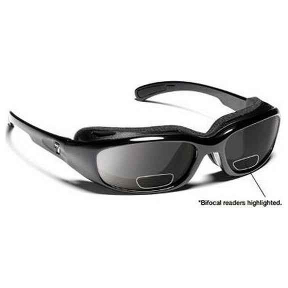 7eye Churada Sharp View Gray Plus 2.00 Reader Sunglasses - Glossy Black - Small & Medium