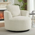 thumbnail image 3 of S-HOME Plush Comfort Faux Fur 360-Degree Swivel Accent Chair For Modern Living Room, 3 of 10