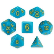 Wiz Dice Skystone Set of 7 Polyhedral Dice in Display Case- Solid Turquoise