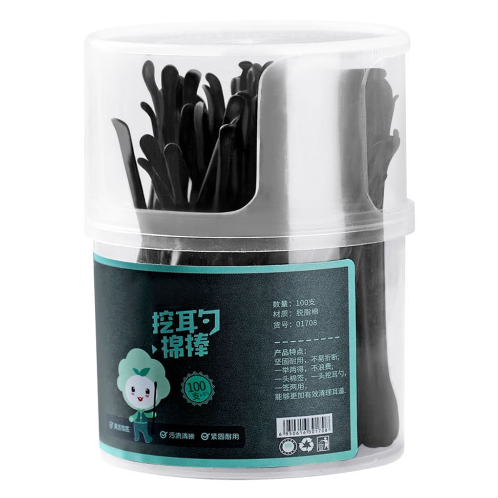 100pcs Ear Spoons Doubleheaded Cotton Swabs Plastic Portable Makeup