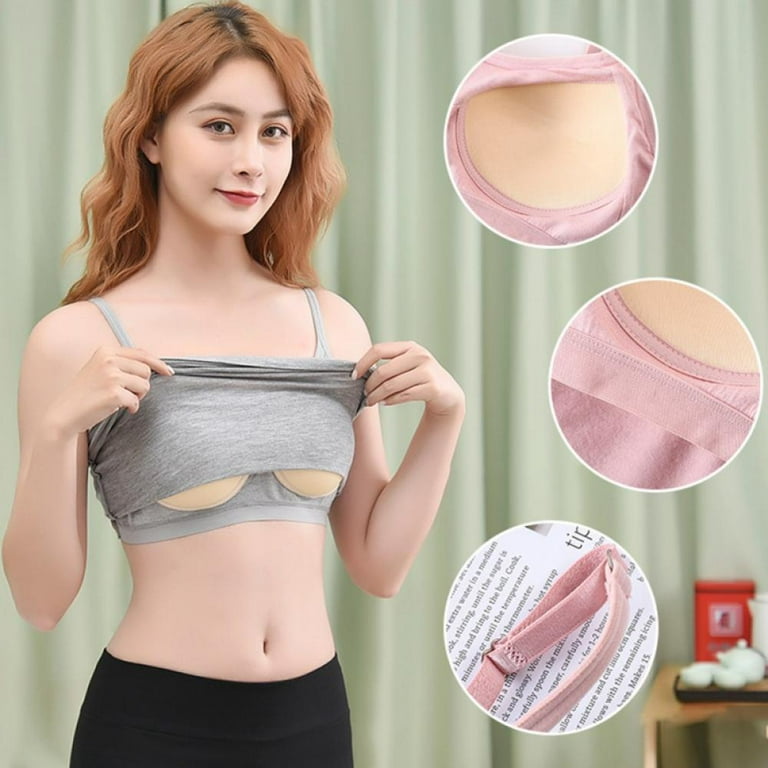 Women Tank Top Lady Bottoming Tees Built-in Bra Padded Push-Up Stretchable  Modal Tops Camisoles Tube Vest
