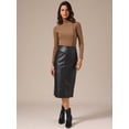 thumbnail image 3 of DARING DIVA Women's PU Leather Midi Party Split Back Bodycon Pencil Skirt X-Small Black, 3 of 6