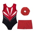 thumbnail image 3 of TiaoBug Kids Girls Gymnastics Leotards Sleeveless Bodysuit Tumbling Shorts Hair Tie Dance Unitards Burgundy 14, 3 of 5