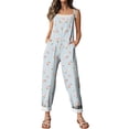 thumbnail image 6 of Iaqnaocc Jumpsuits for Women Overalls Casual Loose Adjustable Straps Floral Print Long Pant with Pockets Overalls for Women Dressy Trendy Outfits Clothes Blue S, 6 of 7