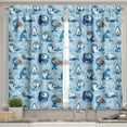 thumbnail image 2 of Ambesonne Cartoon Valance & Curtain, Friendly Seal, 55"x36", Blue White Marigold, 2 of 6