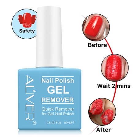 Aliver Gel Nail Polish Remover Professional Gel Polish Remover, 0.5 oz