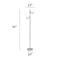 thumbnail image 3 of Simple Designs 66" Tall Mid Century Modern Standing Tree Floor Lamp with Dual White Glass Globe Shade for Study, Living Room, Bedroom, Entryway, Brushed Nickel, 3 of 9