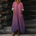 thumbnail image 2 of jtjvou Women's Midi Dress Summer 3/4 Sleeve Casual Irregular Hem Dresses Gradient Flowy Beach Sundress with Pocket Purple L, 2 of 7