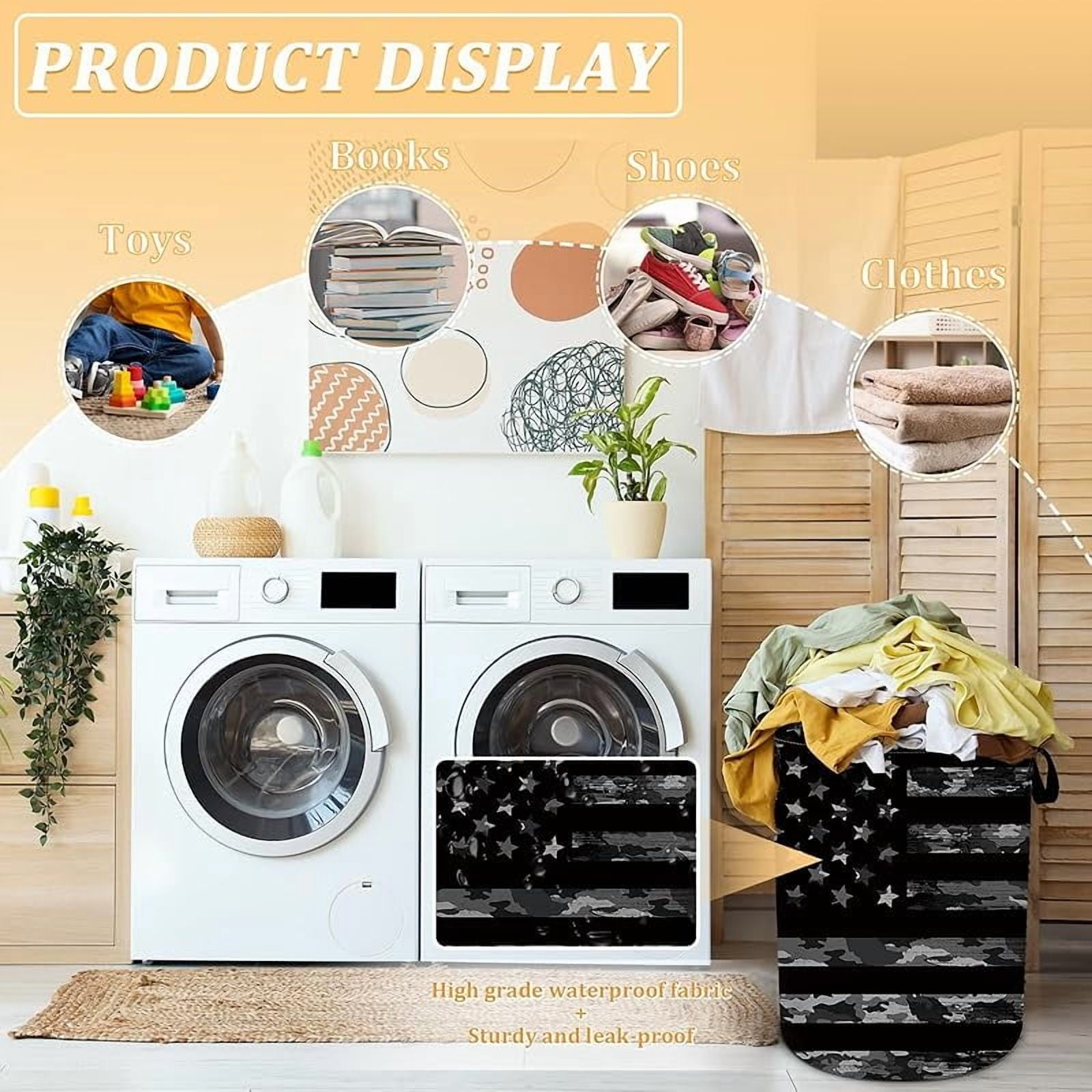 American Football Texture Laundry Basket, Sports Theme Laundry Hamper Foldable Waterproof Funny Tote Bag Dirty Clothes Storage Bucket Toy Organizer for Bathroom/Laundry/Bedroom
