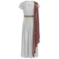 thumbnail image 4 of iiniim Kids Girls Greek Toga Robe Short Sleeve Metallic Ancient Greece Gown Princess Dress Halloween Cosplay Silver 8, 4 of 7
