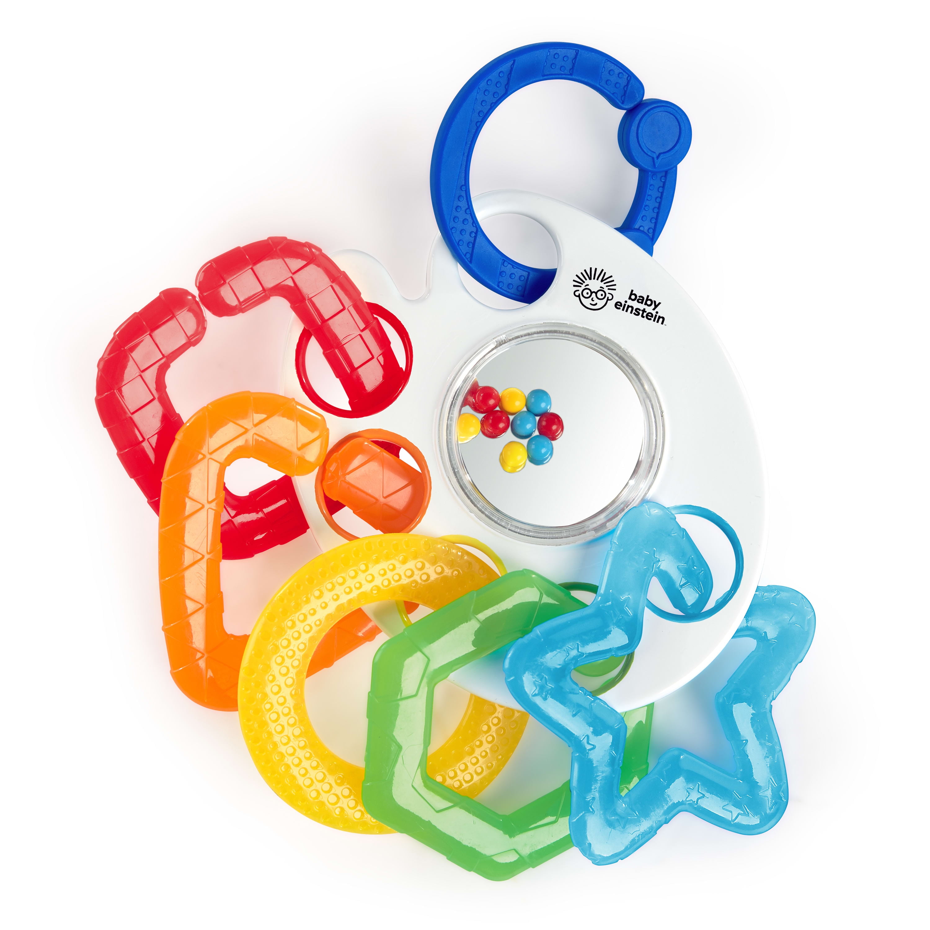 Baby Einstein Shake, Rattle & Soothe Take-Along Textured Teether Toy - BPA Free, Ages Newborn +