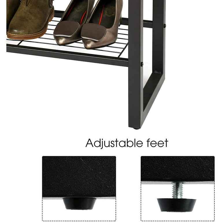 Shoe Bench, Modern Industrial Shoe Rack, Sturdy Shoe Organizer