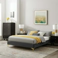 thumbnail image 2 of Platform Bed Frame, Queen Size, Velvet, Dark Grey Gray, Modern Contemporary Urban Design, Bedroom Master Guest Suite, 2 of 7