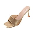 thumbnail image 2 of Viluyesy Women's High Heels Sandals, Spring Summer Square Toe Solid Color Slip-On Fashion Casual Dress Shoes Gold, 2 of 8
