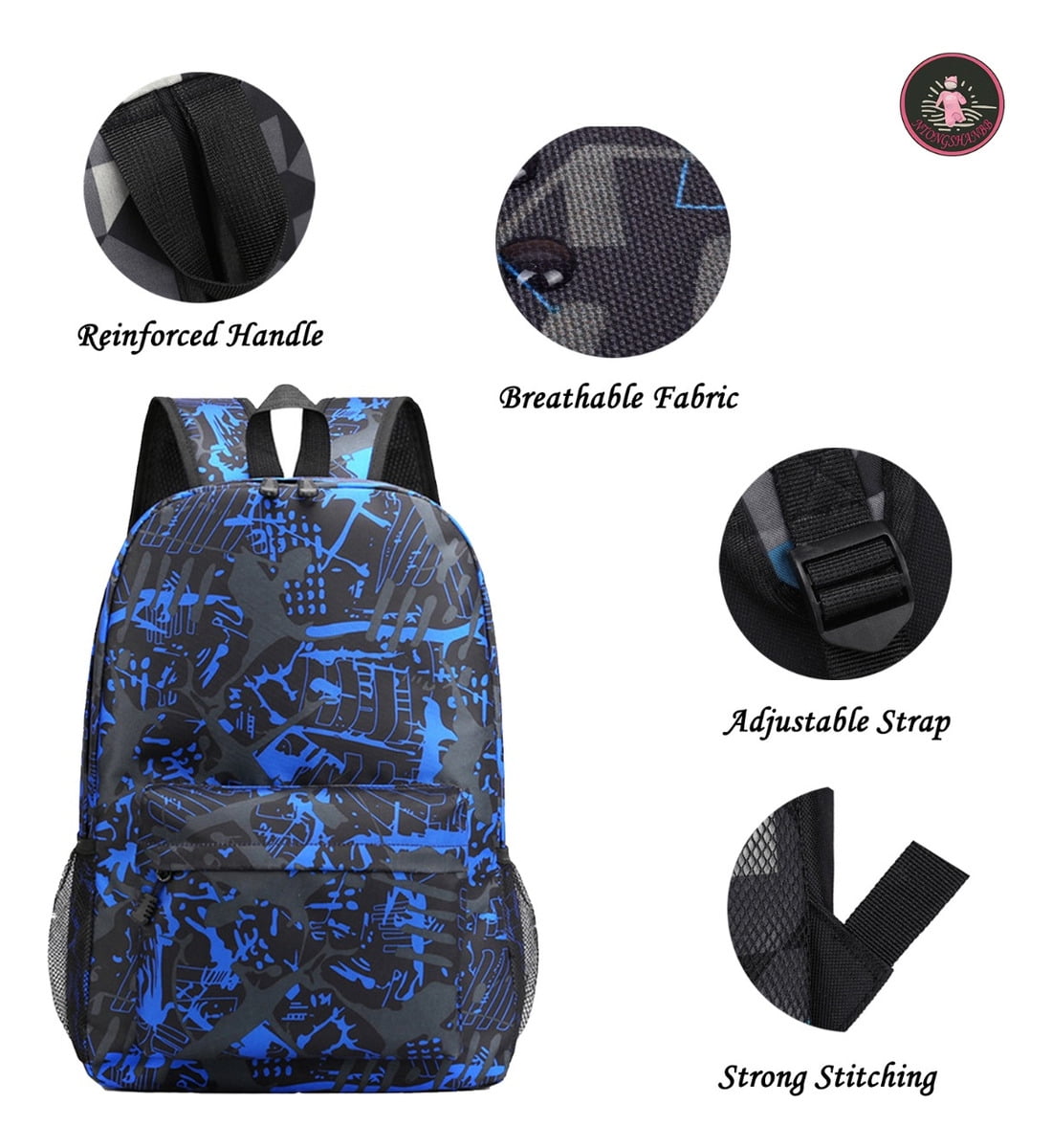 Preston Playz Camo Pattern School Backpack for High School Students, Cute Cool Anime Gaming Laptop Daypack, Lightweight Travel Bag with Large Capacity
