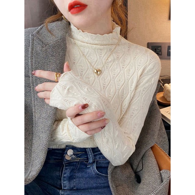 Suéteres de cuello alto de Cachemira suave para mujer, Jersey cálido de otoño e invierno, Tops ajustados, suéter de punto, Jersey liso para mujer, Tops