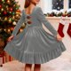 thumbnail image 4 of Vestido de princesa de terciopelo dorado de invierno para niñas, vestido elegante para niñas, vestido de manga larga para niñas, falda de poliéster para niñas, 4 of 7