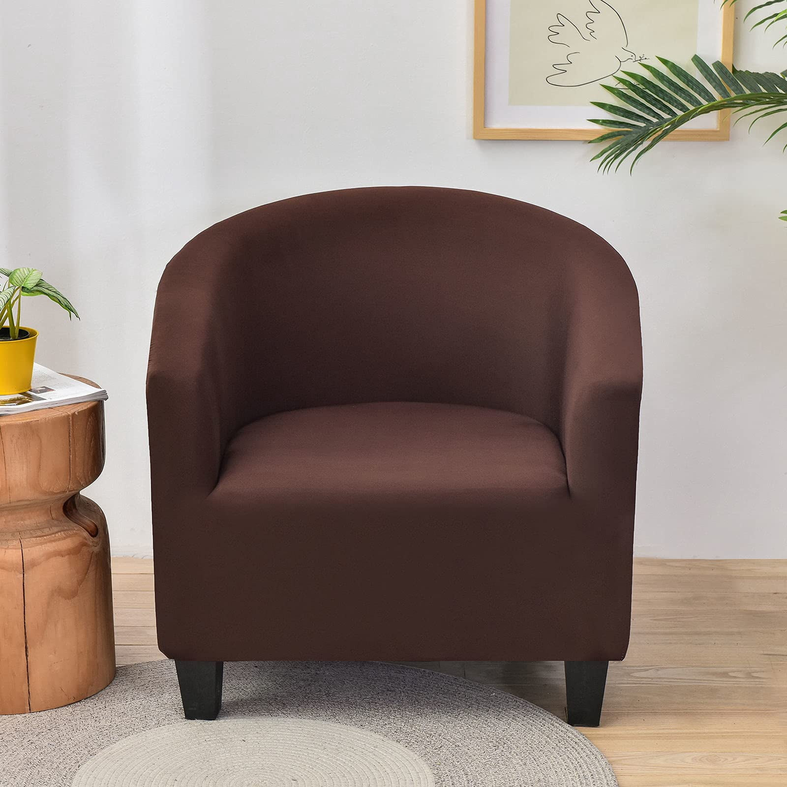 Stretch Club Chair Slipcover, Spandex Tub Chair Cover Non Slip Elastic Club Chair Cover Armchair Chair Slipcovers Sofa Cover Removable Washable for Kids Living Room-Grey Blue-Club Chair