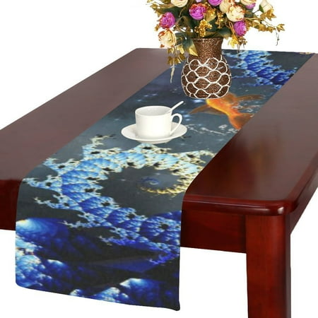 Mypop Night Sea With Fractal Waves And Fish Table Runner 14x72 Inch For Dinner Parties Events Home Decor